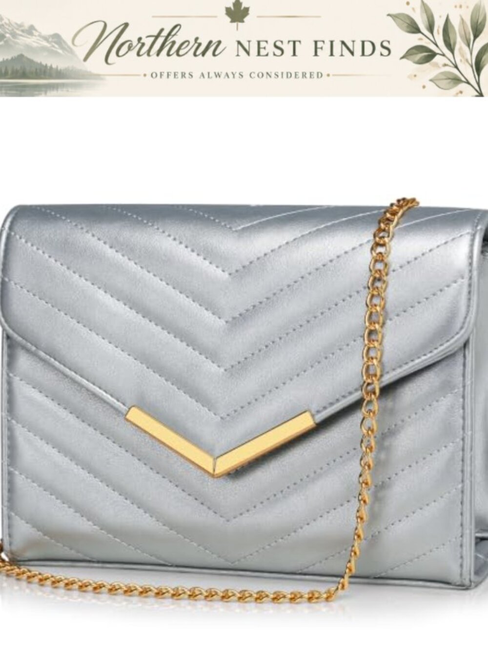 Vegan Leather Envelope Clutch with Chain Strap for Party Wedding